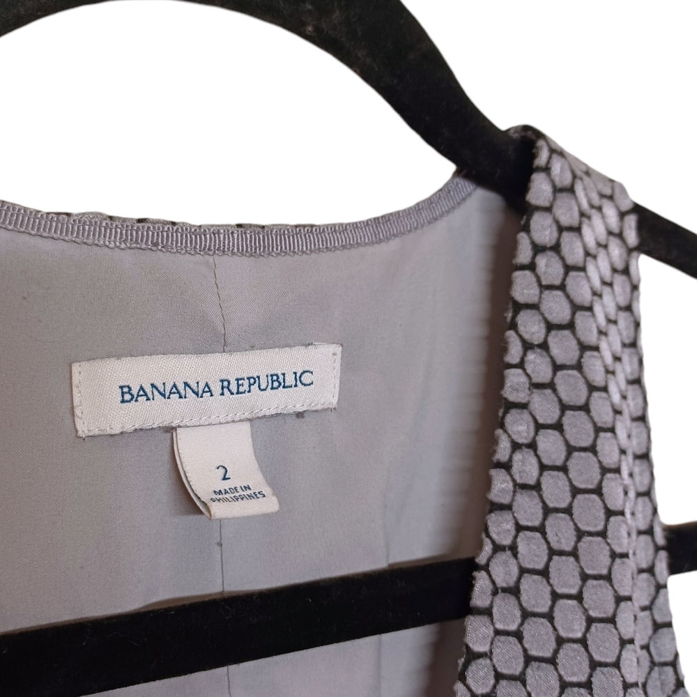 BANANA REPUBLIC Gray Geometric Polka Dot Print Sleeveless Mini Dress 2 X-Small - Picture 3 of 9